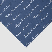 Happy Birthday Custom Text Elegant Blau Seidenpapier (Ausschnitt)