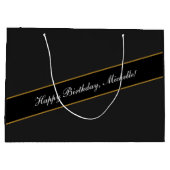 Happy Birthday Custom Text Elegant Personalisiert Große Geschenktüte (Rückseite)