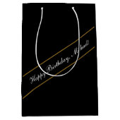 Happy Birthday Custom Text Elegant Personalisiert Mittlere Geschenktüte (Vorderseite)