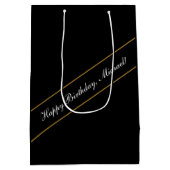 Happy Birthday Custom Text Elegant Personalisiert Mittlere Geschenktüte (Rückseite)
