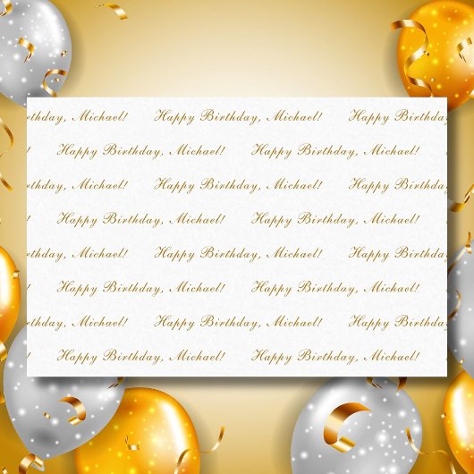 Happy Birthday Custom Text Elegant White Seidenpapier