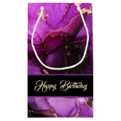 Happy Birthday Custom Text Lila Black Gift Bag Kleine Geschenktüte (Rückseite)