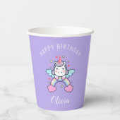 Happy Birthday Custom Text Niedlich Rainbow Unicor Pappbecher (Rückseite)