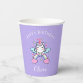 Happy Birthday Custom Text Niedlich Rainbow Unicor Pappbecher (Vorderseite)