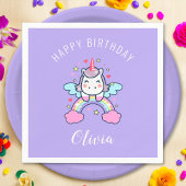 Happy Birthday Custom Text Niedlich Rainbow Unicor Serviette