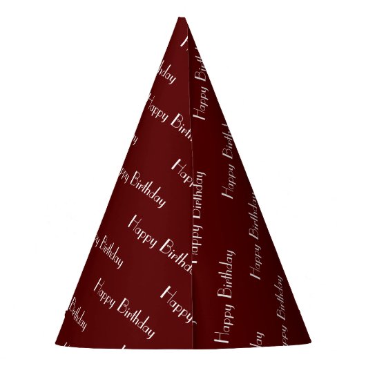 Happy Birthday Custom Text Pattern Maroon Partyhütchen (Rückseite)