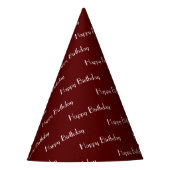 Happy Birthday Custom Text Pattern Maroon Partyhütchen (Vorderseite)