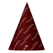 Happy Birthday Custom Text Pattern Maroon Partyhütchen (Links)