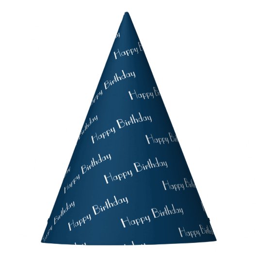 Happy Birthday Custom Text Pattern Navy Partyhütchen (Vorderseite)