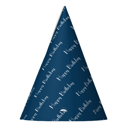 Happy Birthday Custom Text Pattern Navy Partyhütchen (Links)