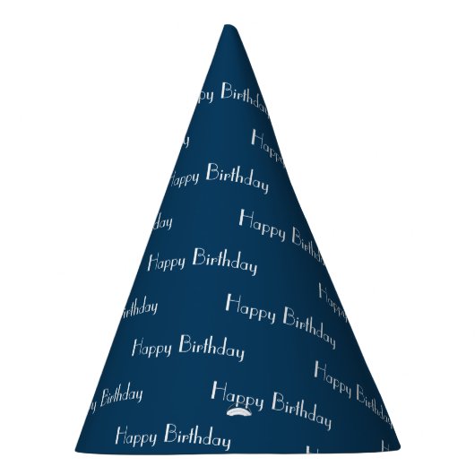 Happy Birthday Custom Text Pattern Navy Partyhütchen (Rechts)