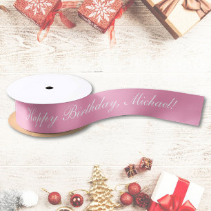 Happy Birthday Custom Text Pink Chic Satinband