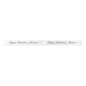 Happy Birthday Custom Text Schwarz-Weiß Chic Satinband (Vorderseite)