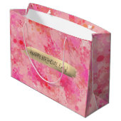 Happy Birthday Custom Text Trend Personalisiert Große Geschenktüte (Rückseite Schrägansicht)