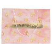 Happy Birthday Custom Text Trend Personalisiert Große Geschenktüte (Rückseite)