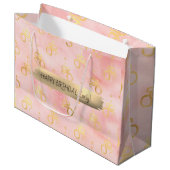 Happy Birthday Custom Text Trend Personalisiert Große Geschenktüte (Vorderseite Schrägansicht)