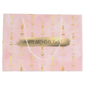 Happy Birthday Custom Text Trend Personalisiert Große Geschenktüte (Rückseite)