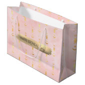 Happy Birthday Custom Text Trend Personalisiert Große Geschenktüte (Vorderseite Schrägansicht)