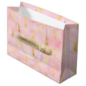 Happy Birthday Custom Text Trend Personalisiert Große Geschenktüte (Vorderseite Schrägansicht)