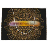 Happy Birthday Custom Text trendy Personalisiert L Große Geschenktüte (Rückseite)