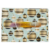 Happy Birthday Custom Text trendy Personalisiert L Große Geschenktüte (Rückseite)
