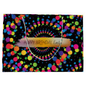 Happy Birthday Custom Text trendy Personalisiert L Große Geschenktüte (Rückseite)