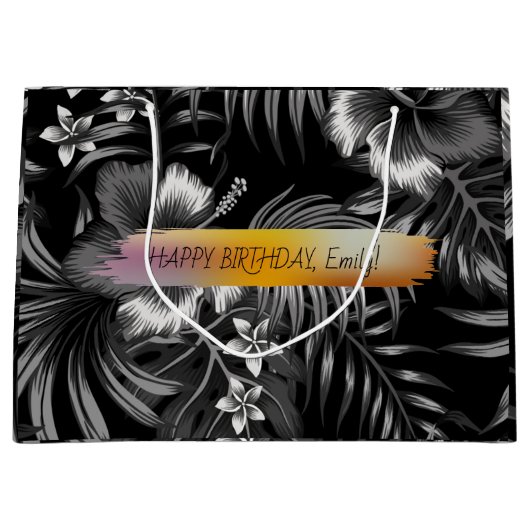 Happy Birthday Custom Text trendy Personalisiert L Große Geschenktüte (Vorderseite)