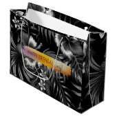 Happy Birthday Custom Text trendy Personalisiert L Große Geschenktüte (Vorderseite Schrägansicht)