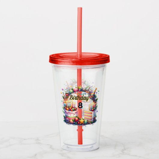 Happy Birthday Custom Year Acrylic Tumbler Acryltrinkbecher (Vorderseite)