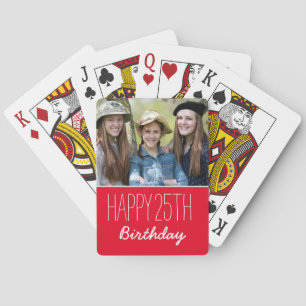 Happy Birthday Custom Year And Photo Red Spielkarten