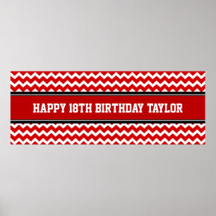 Happy Birthday Custom Year Name Banner Rot Poster