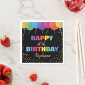 Happy Birthday Custom Year Name Colorful Balloons Serviette (Beispiel)