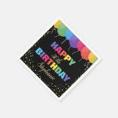 Happy Birthday Custom Year Name Colorful Balloons Serviette (Ecke)