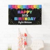 Happy Birthday Custom Year Name farbenfrohe Ballon Banner (Insitu)