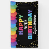 Happy Birthday Custom Year Name farbenfrohe Ballon Banner (Vertikal)