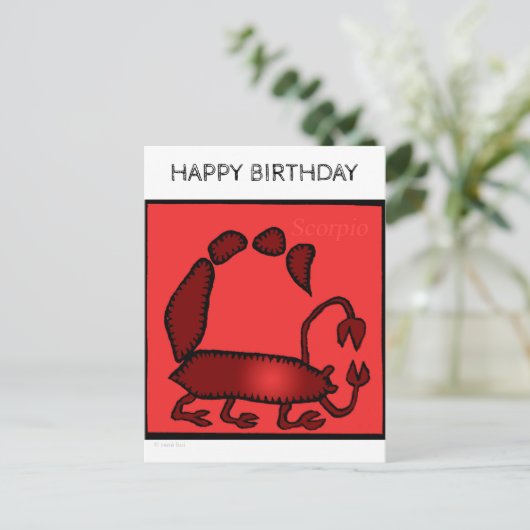 Happy Birthday Custom Zodiac Sign Scorpio Postkart Postkarte (Stehend Vorderseite)