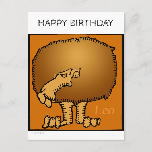 Happy Birthday Custom Zodiac Signs Leo Postcard Postkarte (Vorderseite)