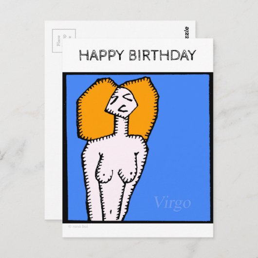 Happy Birthday Custom Zodiac Signs Virgo Postcard Postkarte (Vorne/Hinten)