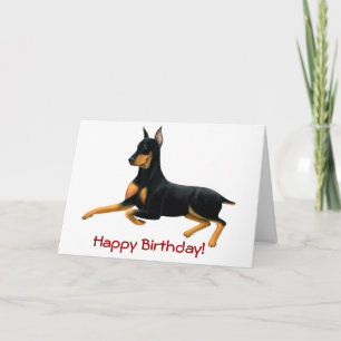 Happy Birthday Customizable Doberman Dog Card Karte