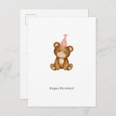 Happy Birthday Cute Bear Card Postkarte (Vorne/Hinten)