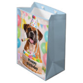 Happy Birthday Cute Boxer Dog  Mittlere Geschenktüte (Rückseite Schrägansicht)