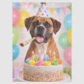 Happy Birthday Cute Boxer Dog  Seidenpapier (Vorderseite)