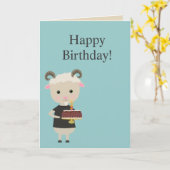 Happy Birthday - Cute Goat with a Cake Karte (Gelbe Blume)