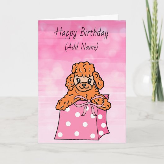 Happy Birthday Cute Hand Drawn Apricot Poodle Karte (Vorderseite)
