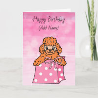 Happy Birthday Cute Hand Drawn Apricot Poodle