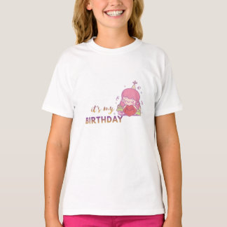 Happy Birthday Cute Kawaii Girl Design T-Shirt