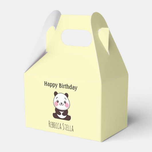 Happy birthday cute panda bear yellow geschenkschachtel (Vorderseite)