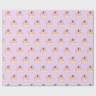 Happy Birthday Cute Strawberry Shortcake and Mochi Geschenkpapier