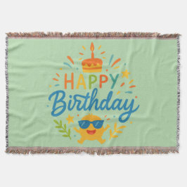 Happy Birthday | Cute Sunshine Throw Blanket Decke