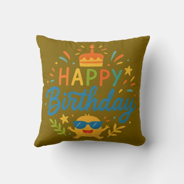 Happy Birthday | Cute Sunshine Throw Pillow Kissen (Rückseite)